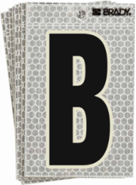 Glow in the Dark Label B, 3.5 Inch x 2.5 Inch, High-Intensity Prismatic, Pack of 10