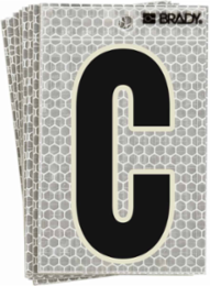 Glow in the Dark Labels, 3 in Character Height, Black/Green Glow on Silver, Pack of 10
