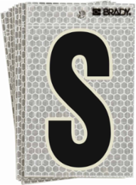 Glow in the Dark Letter Labels, Black/Green Glow on Silver, 3.5 Inch H x 2.5 Inch W, Pack of 10