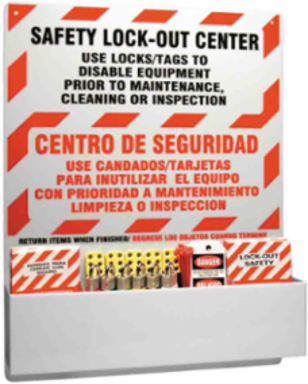 Bilingual Lockout Tagout Station, Wall Mounted, Acrylic Material