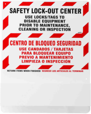 Bilingual Lockout Tagout Station, Wall Mounted, Acrylic Material