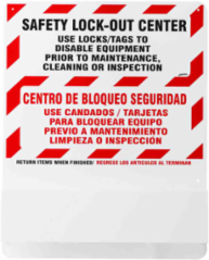 Bilingual Lockout Tagout Station, Wall Mounted, Acrylic Material