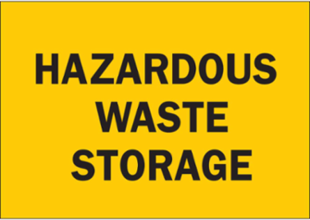 Hazardous Waste Storage Sign, 7" H x 10" W x 0.006" D, Polyester