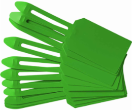 Blank Lock-On Tags 5.8 Inch H x 3.25 Inch W, Green Plastic, Self-Locking, Laminated