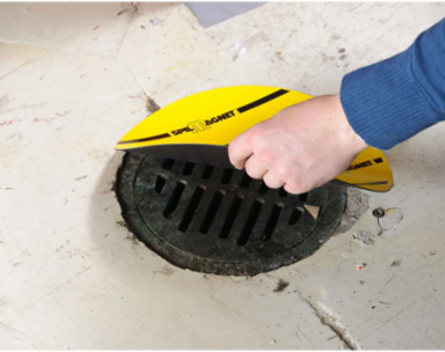 Spill Magnet Drain Cover: Vinyl, Black on Yellow, 24" x 24"