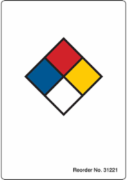 NFPA Diamond , 0.875" H x 2" W, Black/Blue/Red/Yellow on White, Roll of 500 Labels