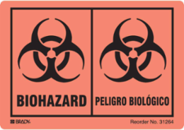 Biohazard Label 5 Inch H x 3.5 Inch W, Black on Orange, Pack of 25 Labels