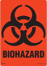 Biohazard Label, 10 Inch H x 7 Inch W, Black on Orange, Pack of 10