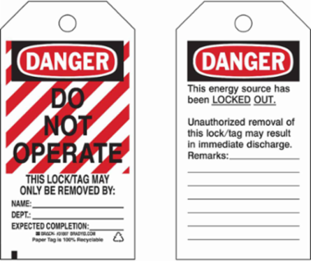 Lockout Tagout Tags - Write-On Paper Cardstock