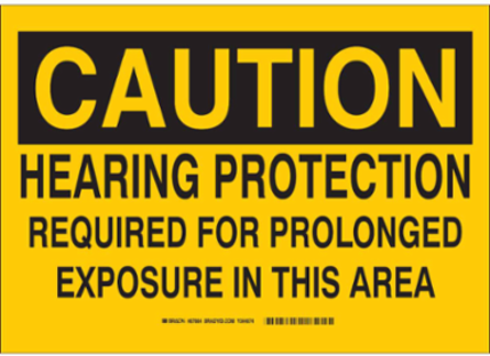 Caution Hearing Protection Sign, 10 Inch H x 14 Inch W, Aluminum