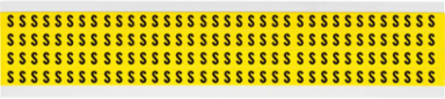 Repositionable Vinyl Cloth Label, 0.375 in H x 0.25 in W, Black on Yellow