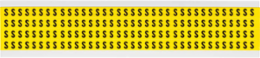Repositionable Vinyl Cloth Label, 0.375 in H x 0.25 in W, Black on Yellow