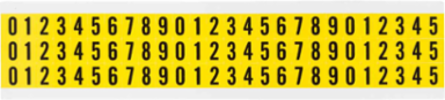 Repositionable Number & Letter Labels, 0 to 9, 0.5 in H x 0.344 in W, Black on Yellow