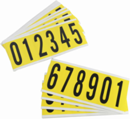 Repositionable Number & Letter Labels, 3.5 in H x 1.5 in W, Black on Yellow
