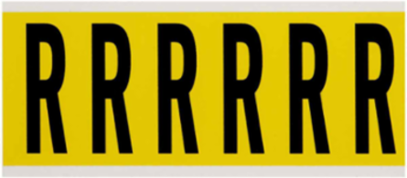 Repositionable Number & Letter Labels 3.5 x 1.5 Inch, Vinyl Cloth, Black on Yellow