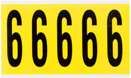 Repositionable Vinyl Cloth Labels 4 Inch Height, Black on Yellow, 5 Labels per Card