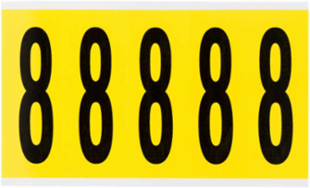Repositionable Vinyl Cloth Labels 5 Inch x 1.75 Inch, Black on Yellow