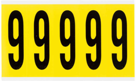 Repositionable Number and Letter Labels, 5 Inch x 1.75 Inch, Black on Yellow