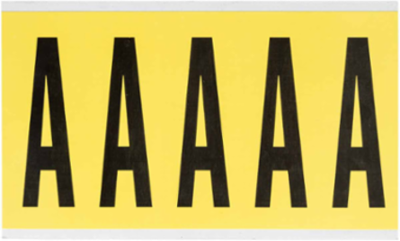 Repositionable Number and Letter Labels, 5 Inch x 1.75 Inch, Black on Yellow