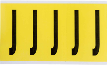 CleanLift Repositionable Number & Letter Labels, 5 in H x 1.75 in W, Black on Yellow