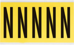 Repositionable Number and Letter Labels, 5 Inch Height, Black on Yellow, Vinyl Cloth