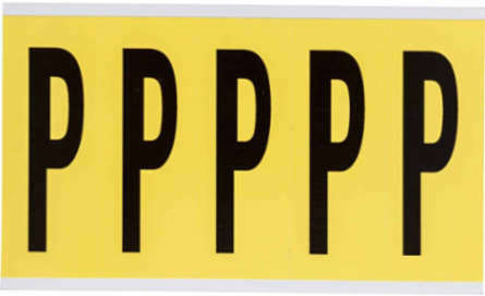 Repositionable Number and Letter Labels, 5 Inch H x 1.75 Inch W, Black on Yellow