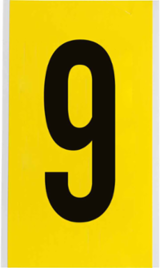 Repositionable Number and Letter Labels, 9 Inch x 5 Inch, Black on Yellow
