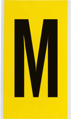 Repositionable Number & Letter Labels 9 x 5 Inch, Vinyl Cloth, Black on Yellow