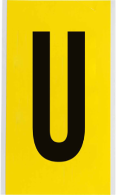 Repositionable Number and Letter Labels, 9 Inch x 5 Inch, Black on Yellow