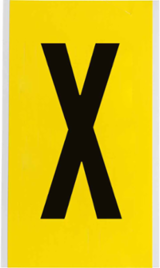 Repositionable Vinyl Cloth Labels, 9 Inch x 5 Inch, Black on Yellow, Adhesive Type: Repositionable Rubber