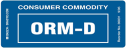 CONSUMER COMMODITY ORM-D, White on Blue, 1.5" H x 3.875" W, Paper, Pack of 100 Labels
