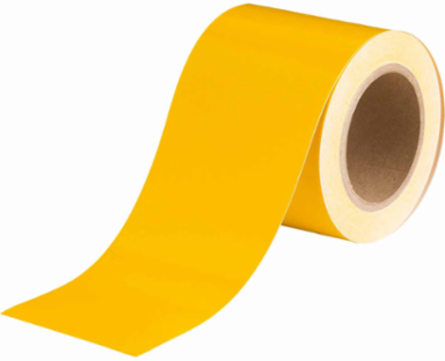 Solid Color Banding Tape for Pipe Marking - Roll Form, Pressure Sensitive Vinyl, Yellow, 4" x 30'
