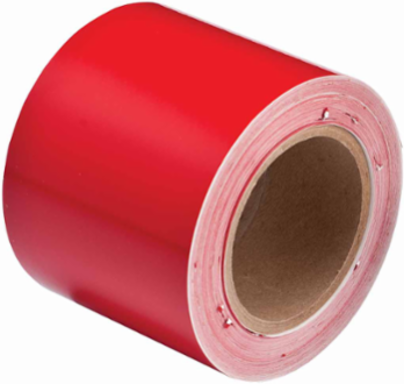 Solid Color Banding Tape for Pipe Marking - Roll Form, Pressure Sensitive Vinyl, Red, 4" x 30'