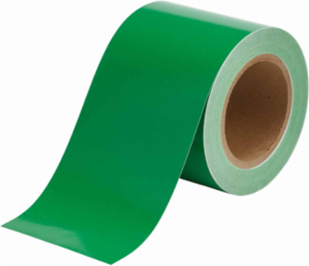 Solid Color Banding Tape for Pipe Marking - Roll Form, Pressure Sensitive Vinyl, Green, 4" x 30'