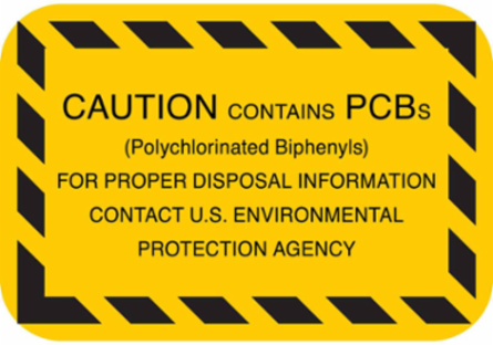 Caution PCBs Disposal Label 2" H x 1" W, Black on Yellow, Pack of 480