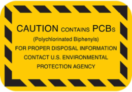 Caution PCBs Disposal Label 2" H x 1" W, Black on Yellow, Pack of 480