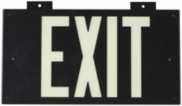 BradyGlo Exit Sign, 8.25 Inch H x 15.25 Inch W, Glow on Black, UL Certified