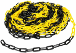 Bradylink Warning Chains, 3 Inch x 100 Foot, Black/Yellow Polyethylene