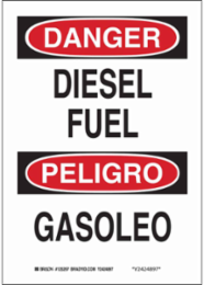 Bilingual DANGER Diesel Fuel Sign, 14 Inch x 10 Inch x 0.06 Inch, Polystyrene