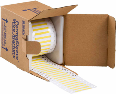 Double Sided PermaSleeve Polyolefin Wire Marking Sleeves, Yellow, 0.094" Dia x 0.5" W, Roll of 10000 Each