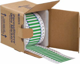 Double Sided PermaSleeve Polyolefin Wire Marking Sleeves, Green, 0.125" Dia x 2" W, Roll of 500 Each