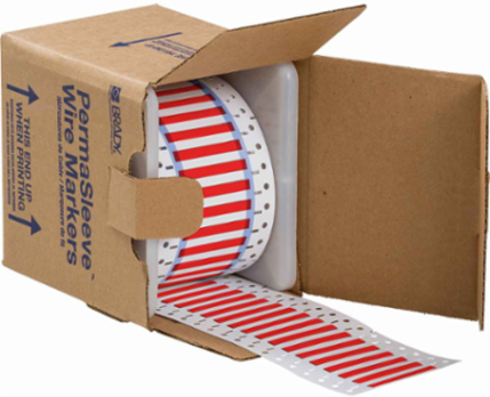 Double Sided PermaSleeve Polyolefin Wire Marking Sleeves, Red, 0.125" Dia x 2" W, Roll of 500 Each