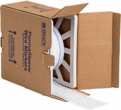 Double Sided PermaSleeve Polyolefin Wire Marking Sleeves, White, 0.125" Dia x 0.67" W, Roll of 7500 Each