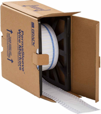 Double Sided PermaSleeve Polyolefin Wire Marking Sleeves, White, 0.125" Dia x 2" W, Roll of 2500 Each