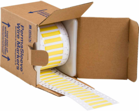 Double Sided PermaSleeve Polyolefin Wire Marking Sleeves, Yellow, 0.187" Dia x 0.67" W, Roll of 1500 Each