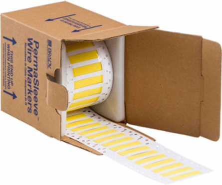 Double Sided PermaSleeve Polyolefin Wire Marking Sleeves, Yellow, 0.25" Dia x 0.5" W, Roll of 2500 Each