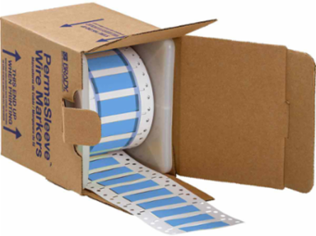 Double Sided PermaSleeve Polyolefin Wire Marking Sleeves, Blue, 0.375" Dia x 2" W