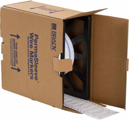 Double Sided PermaSleeve Polyolefin Wire Marking Sleeves, White, 0.375" Dia x 1" W, Roll of 2000 Each