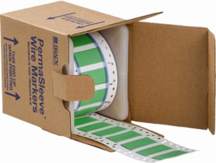 Double Sided PermaSleeve Polyolefin Wire Marking Sleeves, Green, 0.5" Dia x 2" W