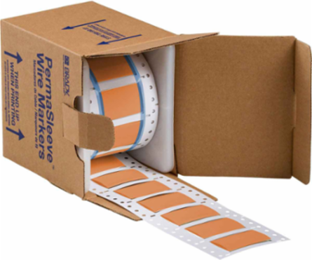 Double Sided PermaSleeve Polyolefin Wire Marking Sleeves, 0.75" Dia x 1" W, Orange, Roll of 200